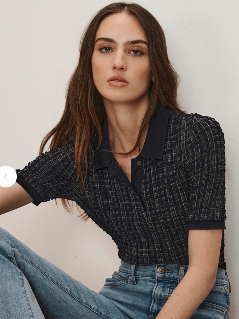 Veronica Beard Benedetta Plaid Polo Shirt Size XS